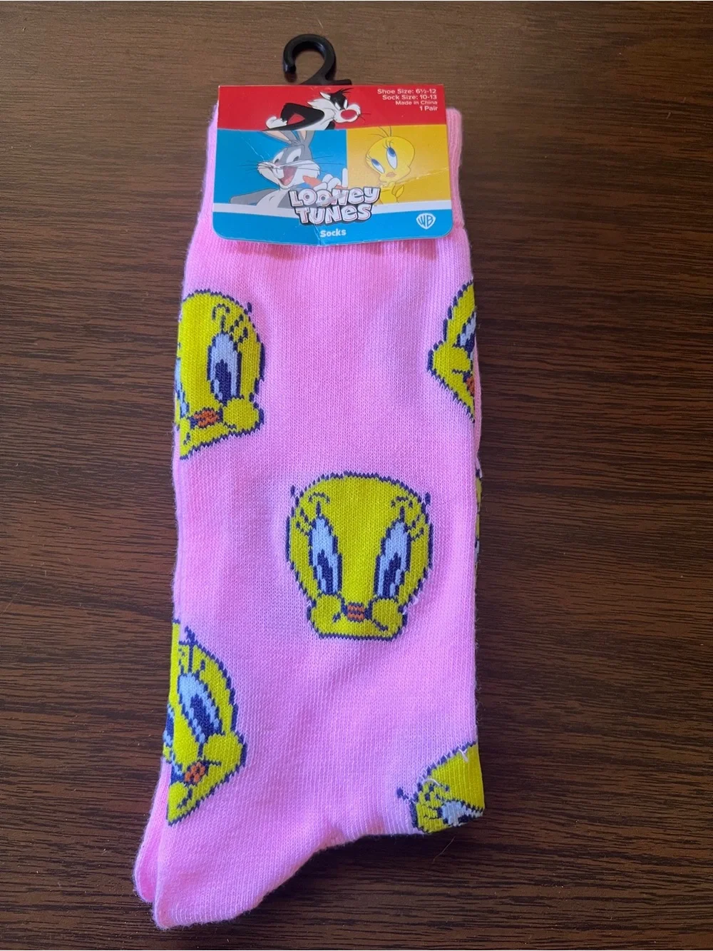 NWT Looney Tunes Tweety Bird Pink Socks - One Size